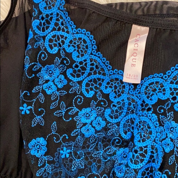 Cacique Black/Blue Cami Size 18/20 - Picture 5 of 6